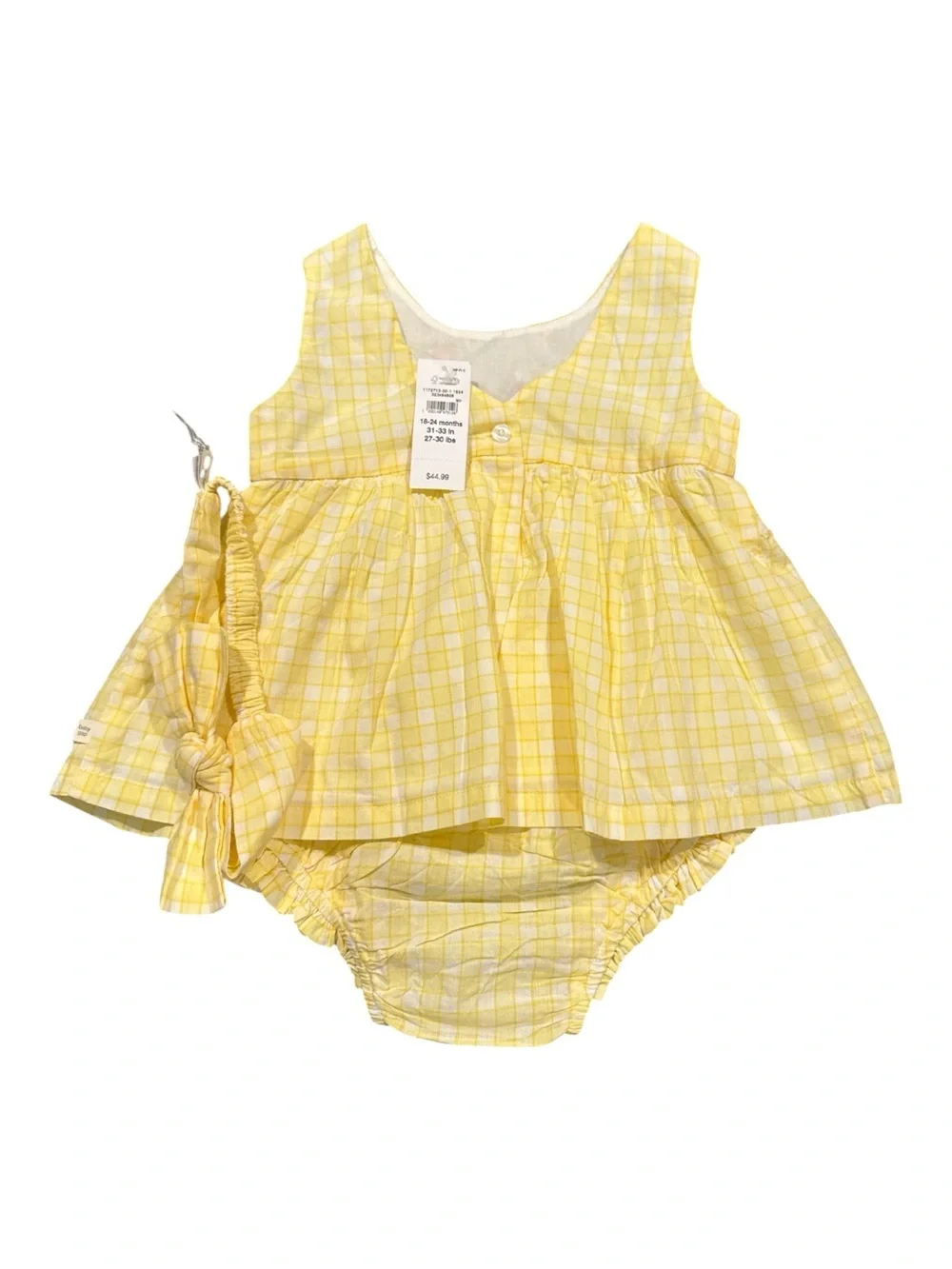 Baby Gap Girl Yellow Dress Bloomer & Bow Headband 3-Piece Outfit Sz 18-24 Months